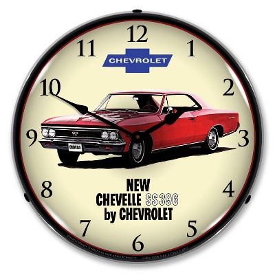 Collectable Sign & Clock | 1966 Chevelle SS 396 LED Wall Clock Retro/Vintage, Lighted