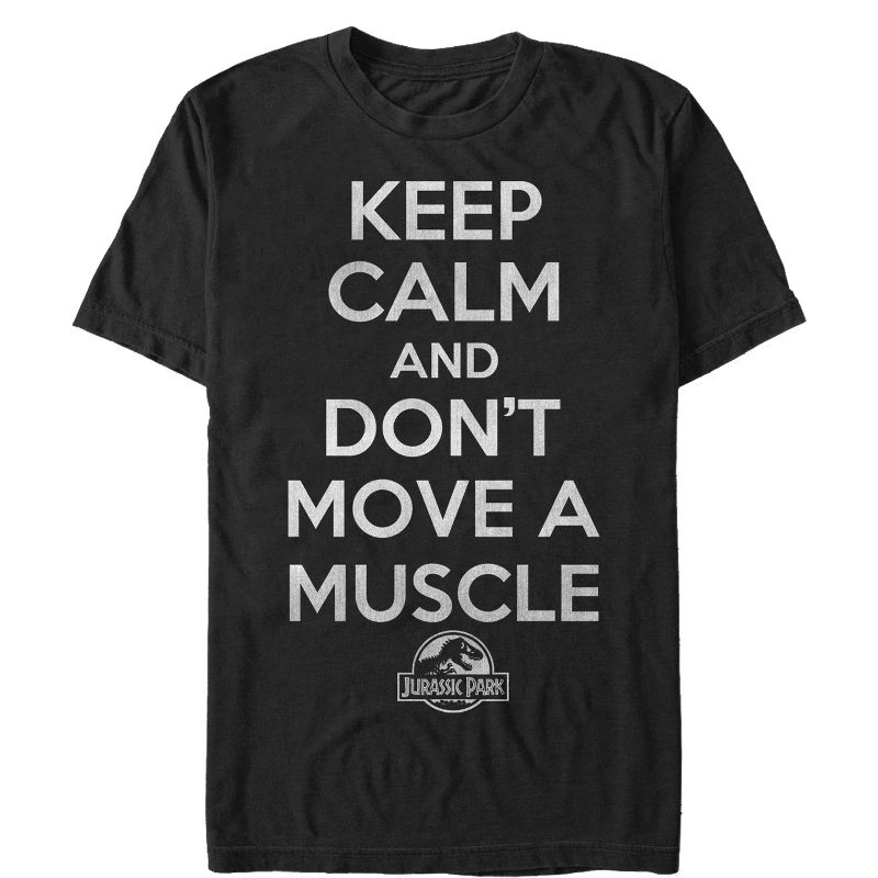 Men's Jurassic Park Keep Calm and Don't Move a Muscle T-Shirt, 1 of 5