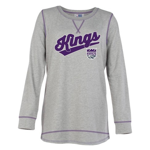 Nba Sacramento Kings Women's Gray Long Sleeve Team Slugger Crew Neck T-shirt  : Target