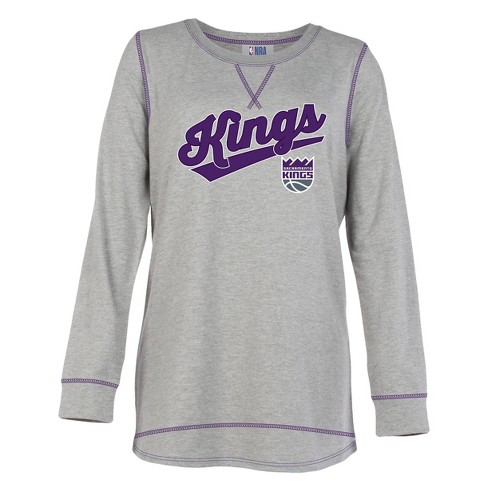 Nba Sacramento Kings Women's Gray Long Sleeve Team Slugger Crew