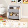Infans Kids Wooden Bookshelf w/ Wheels 2-Tier Toy Storage Shelf Double-sided Bookcase - 4 of 4
