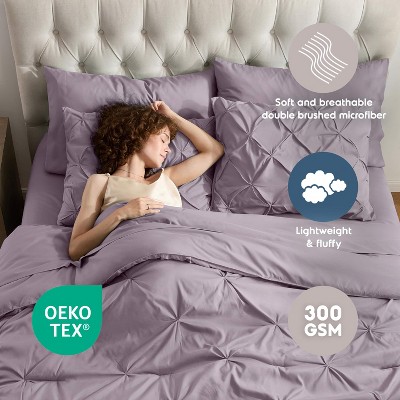 Nestl Queen Size Pinch Pleated Comforter Set, 9 Piece Queen Bed in a Bag Dusty Purple, Queen Size Bedding Set with Down Alternative Pillows — фото 4