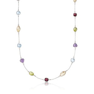 Ross-Simons 14.82 ct. t.w. Multi-Stone Station Necklace in Sterling Silver - 1 of 4