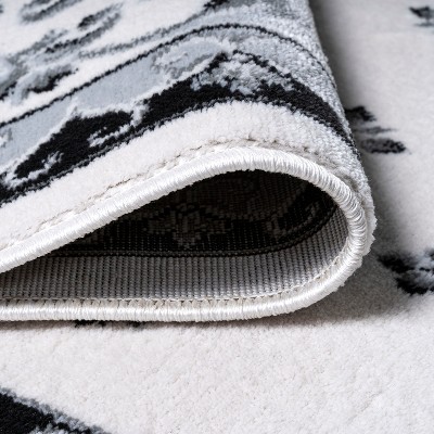 Cream and Light Gray Reversible Synthetic Area Rug