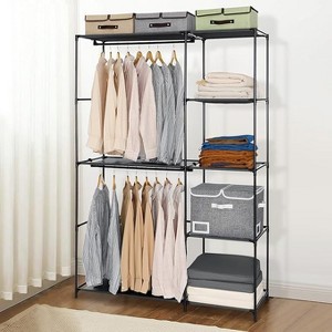 HONEIER 49"L Spacious Metal Garment Rack Storage Closet Black - 1 of 4