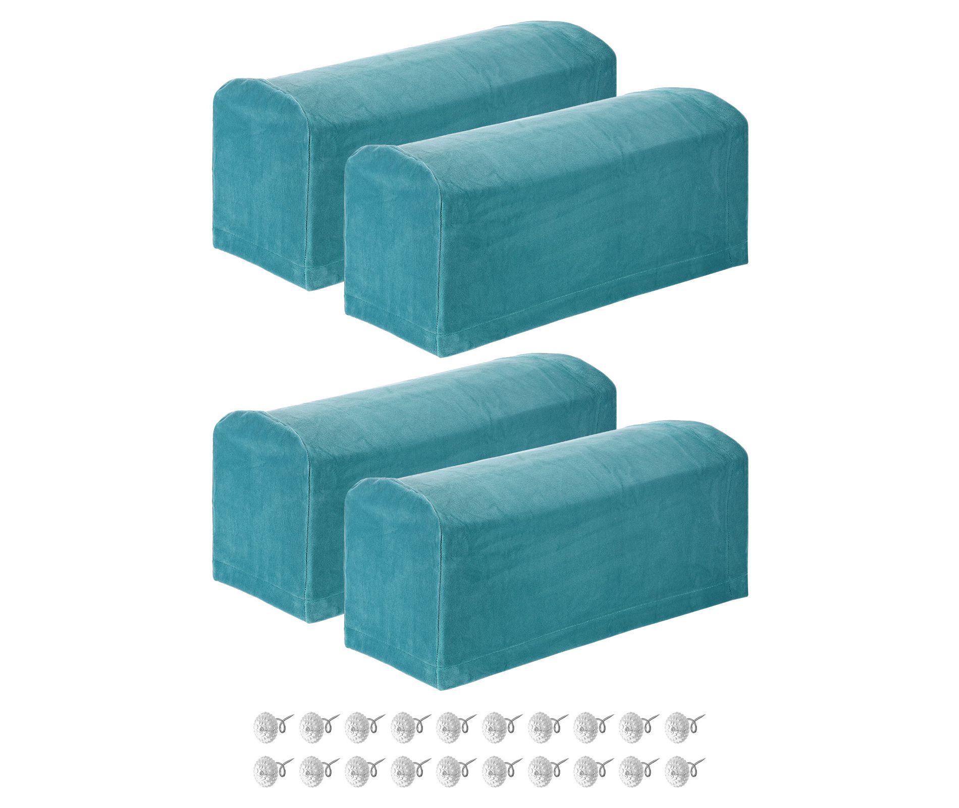 Unique Bargains Non Slip Scratch Resistant Soft Armchair Slipcovers with Twist Pins Blue 4 Pcs