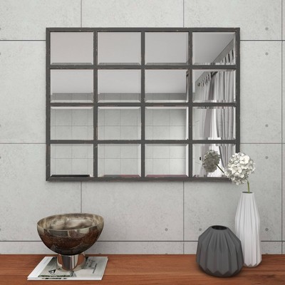 Black Window Pane Industrial Full-Length Wall Mirror 48"
