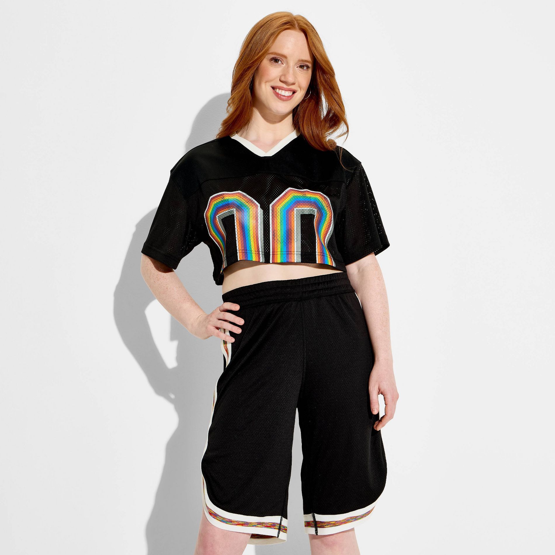 Pride Adult Short Sleeve Cropped Jersey - Black