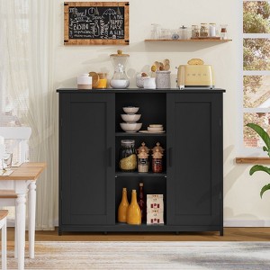 USIKEY Storage Cabinet with 2 Doors and 4 Adjustable Shelves, Buffet Cabinet with Storage, Floor Cabinet for Living Room, Entryway, Kitchen - 1 of 4