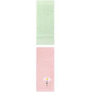 REGALWOVEN Bathroom Soft Absorbent Hand Towel 14" x 30"/13" x 30" 2 Pcs - 1 of 4