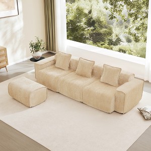 AENKYO Oversized Velvet Modular Sectional Sofa, Boneless Cloud-Like Comfort with No Assembly & French Piping, Modern Plush Seating for Living Room - 1 of 4