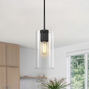 CityFurn 1-Light Cylinder Glass Pendant for Kitchen Island - 1 of 4