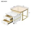 NicBex Set of 2 Tempered Glass Coffee Table Center Nesting Tables with Drawers for Living Room - 3 of 4