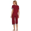 INSPIRE CHIC Womens Round Neck Pajama Set with Capri Pants Casual Lounge Sleepwear - 3 of 4