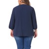 Agnes Orinda Women's Plus Size Chiffon Tie Round Neck  3/4 Sleeve Elegant Work Blouses - 4 of 4
