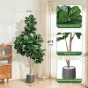 6 ft Fiddle Leaf Fig Tree Artificial with 141 Leaves -  9" White Planter Pot, Indoor Fake Floor Plants for Home Office Living Ro - 2 of 4