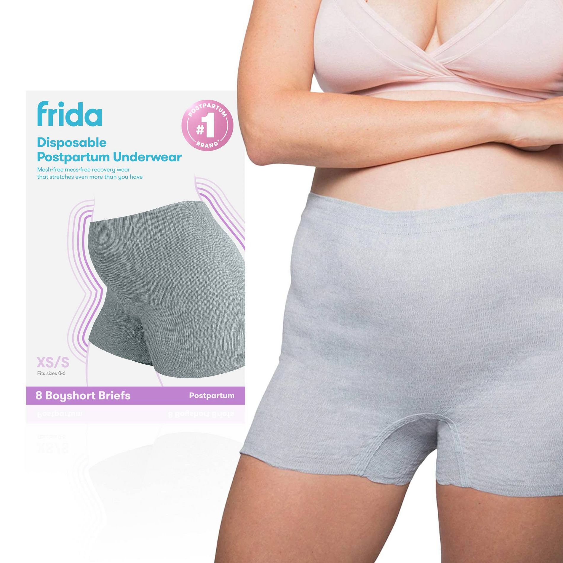 Frida Mom Disposable Postpartum Underwear Boy Shorts Briefs - 8ct