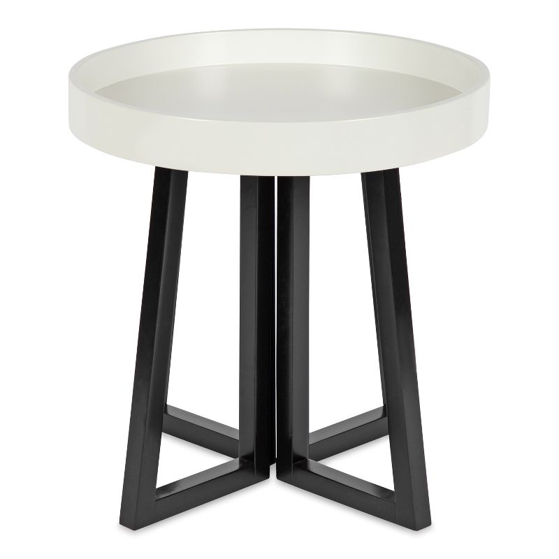 Kate and Laurel Avery Round MDF Side Table, 20x20x20, Black and White, 3 of 7