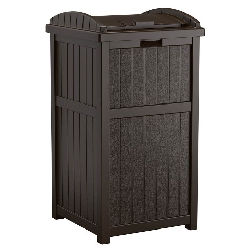 Suncast 30-33 Gallon Deck Patio Resin Garbage Trash Can Hideaway, Taupe (2  Pack) : Target