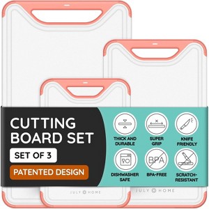 July Home Plastic Cutting Board Set of 3, Dishwasher Safe with Juice Grooves and Non-Slip - 1 of 4