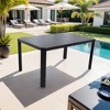 UNISOAR Modern Outdoor Aluminum Table with Alternating Wide and Narrow Slats, Angled Corners, 2" Big Umbrella Hole - 3 of 4
