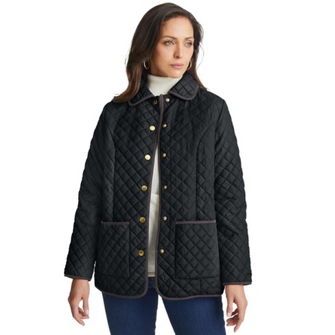 Jessica London Women s Plus Size Snap Front Quilted Coat 12 W Black