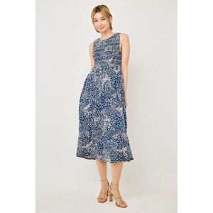 WEST K Women's Elowen Smocked Bodice Knit Midi Dress - 1 of 4