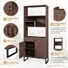 75.9" 2PCS Modern Open Bookshelf Suite Walnut, Bookcase Suite with Storage drawers and LED Strip Lights, Free Standing Display Rack-Maison Boucle - 3 of 4