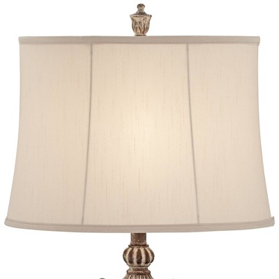 Elle Antique Gold Scroll 33" Table Lamp with Off-White Shade