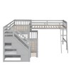 PAGED Simple Wooden Loft Bed Bunk Bed with Desk, Twin Size Bed Frame with Wardrobe, Shelves, Storage Stairs and Guardrail for Bedroom - 4 of 4