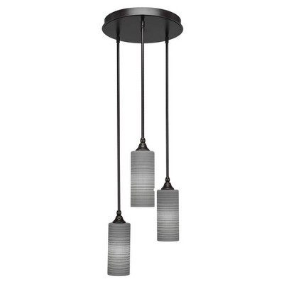 Toltec Lighting Empire 3 - Light Pendant in  Dark Granite with 4” Gray Matrix Shade