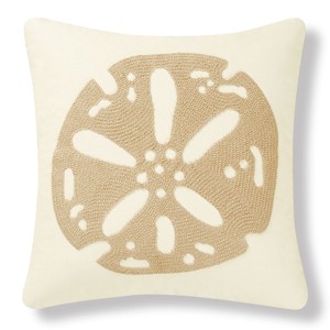 C&F Home 18" x 18" Sand Dollar Rice Stitch Cream Throw Pillow - 1 of 4