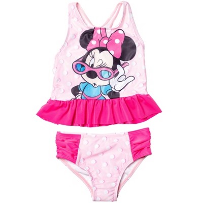 Mickey Mouse & Friends Minnie Mouse Girls Racerback Tankini Top and Bikini Bottom Swim Set Little Kid