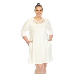 Plus Size Criss Cross Neckline Swing Dress - 1 of 4