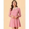 Allegra K Women's A-Line Long Sleeve Front Button Down Lace-Collar Mini Dresses - 3 of 4