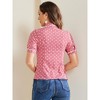 Allegra K Women's Polka Dots Peter Pan Collar Tie Neck Short Sleeve Shirt - 3 of 4