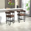 Height Bar Stools Set Of 2,Boasting Curved Wishbone Frame Streamlined Silhouette Armrest Counter Stool with Three Legs-Cuddlewood - 3 of 4