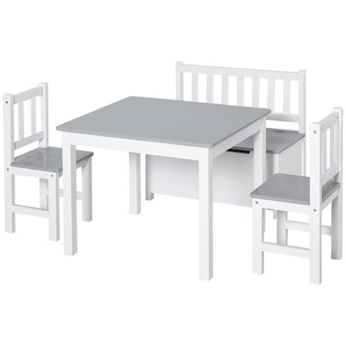 Melissa & Doug Solid Wood Table and 2 Chairs Set - Light Finish Furniture  for Playroom