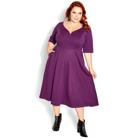 City Chic Women s Plus Size Cute Girl Elbow Sleeve Dress Plum 18w Target