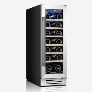 Yeego 12" 18-Bottle Wine Cooler: Compressor fridge, glass door w/ lock, built-in/freestanding. - 1 of 4