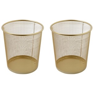 Martha Stewart Ryder Set of 2 Gold Mesh Metal Trash Cans for Home