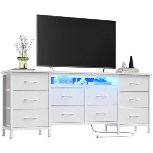 63 Inch Long Dresser with 10 Fabric Drawers and Entertainment Center TV Stand for 65-75 Inch TVs, Adjustable Feet, Anti-Tip Safety,Easy Assembly - 1 of 4