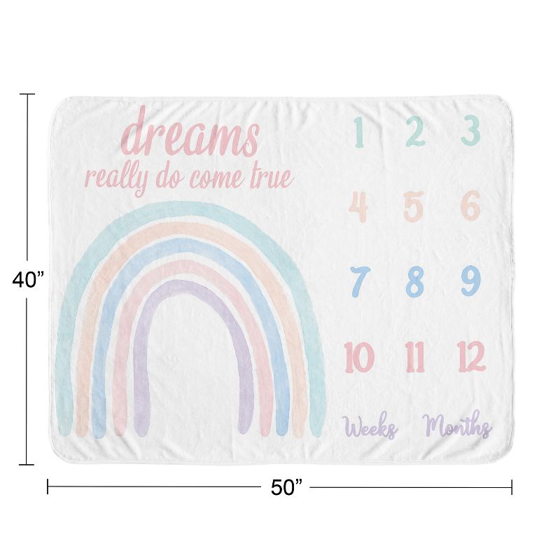 Sweet Jojo Designs Girl Baby Milestone Blanket Rainbow Pink Blue and Purple, 4 of 7