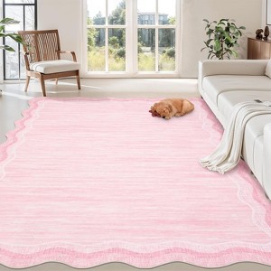 Scalloped Stylish Area Rugs, Non-Slip Short Pile Living Room Rug, Machine Washable for Dining, Bedroom, Home Office - 1 of 4