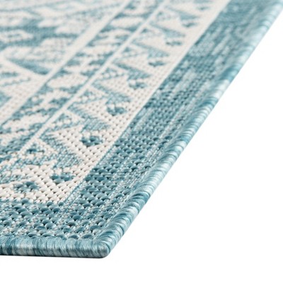 Aqua Medallion 9' x 12' Reversible Outdoor Rug