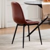 FONTOI Dining Chairs Set of 2, Upholstered Faux Leather Dining Room Chairs, Easy to Assemble and Clean, Black&Brown, 17.51"*32.67"*20.66" - 2 of 4