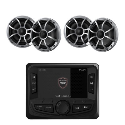 Wet Sounds MC-20 Marine Radio + 2 Pairs RECON 6-S 6.5" Speakers XS (Pair)