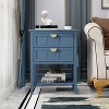 TIRAMISUBEST Farmhouse Nightstand - 2-Drawer Solid Wood, Metal Hardware, Multi-Use (22"W x 28"H) - 2 of 4