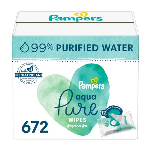  Pampers Aqua Pure - Toallitas sensibles para bebé, 672  unidades, 99% de agua, hipoalergénicas, sin perfume : Todo lo demás