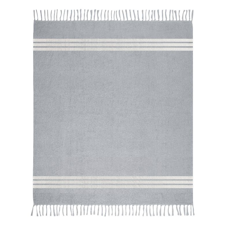 VCNY 50&#34;x60&#34; Tanya Striped Cotton-Rich Throw Blanket Gray/Ivory, 3 of 6
